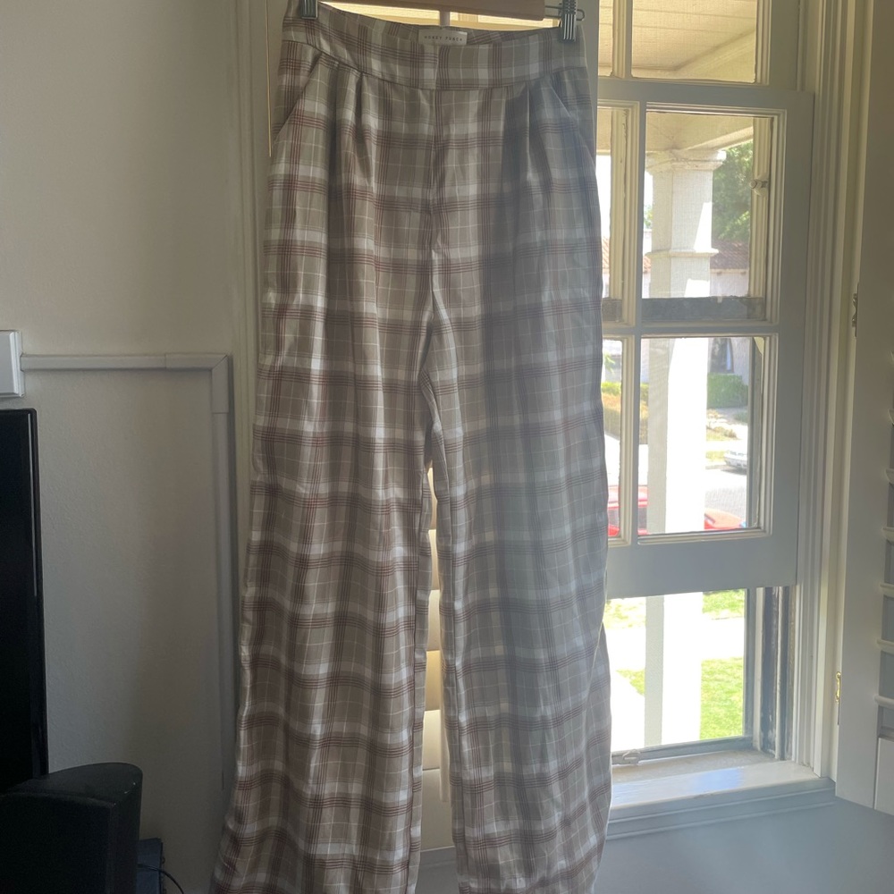 High-Waisted Brown Plaid pants